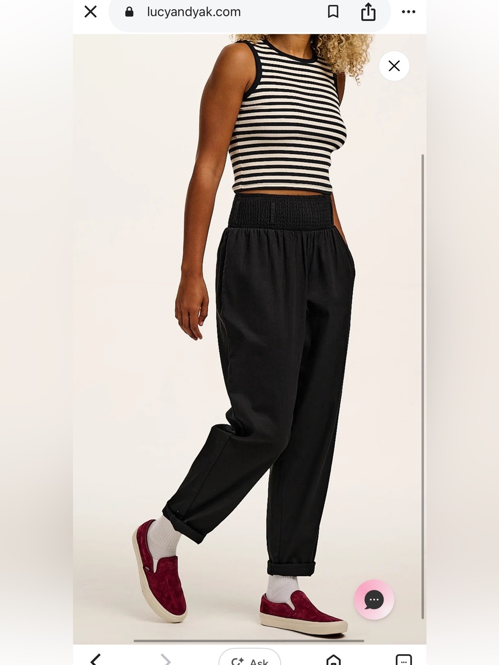 Lucy & Yak Black Smocked-Waist Track Pants